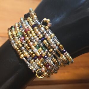 Multicolor Beaded Wire Wrap Bracelet